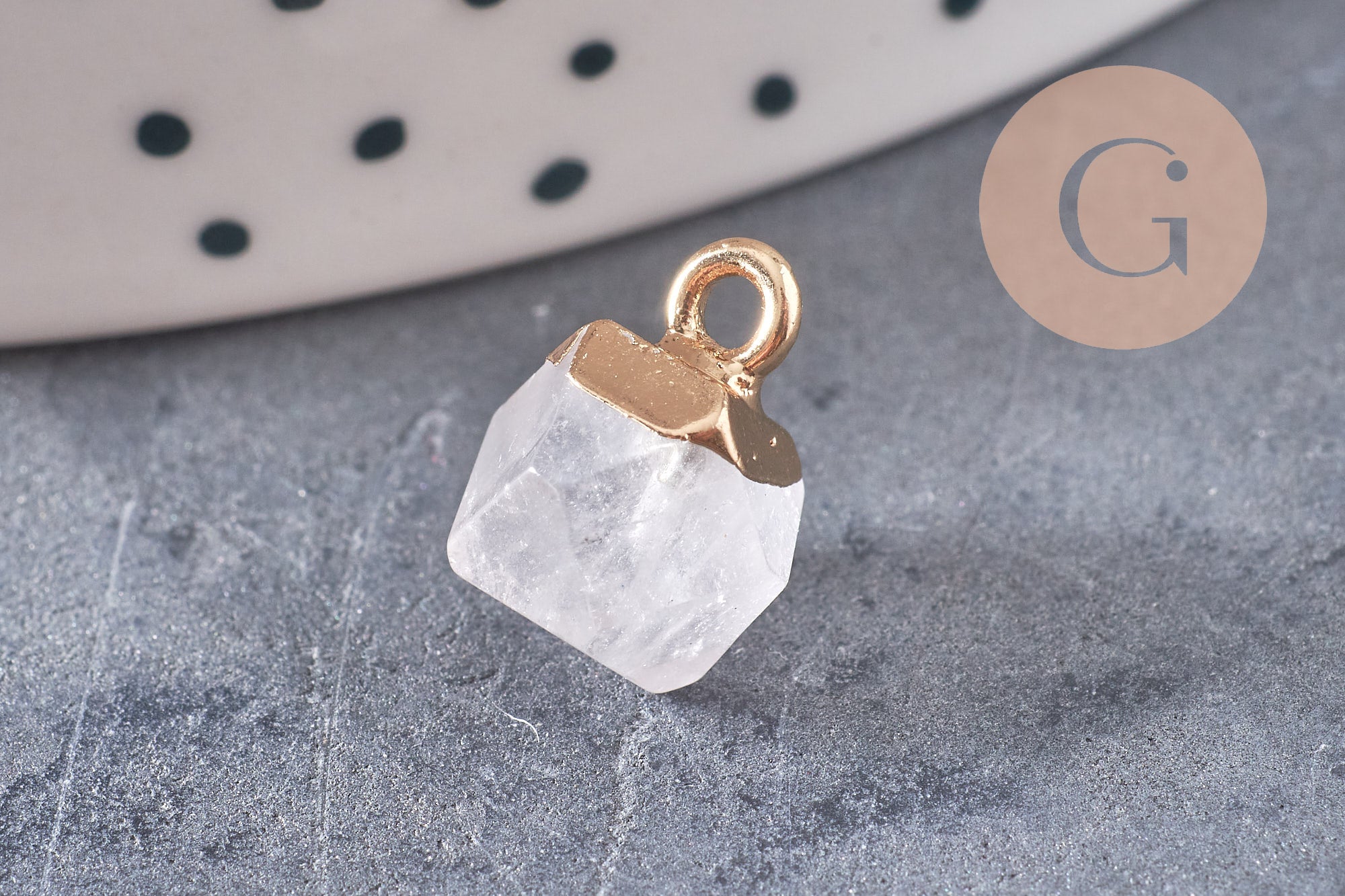 Pendentif hexagone quartz ,pendentif pierre cristal de roche naturel,pendentif quartz ,11mm, x1 G7866