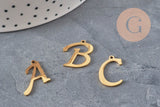 Pendentif lettre initiale acier inoxydable doré IP 20.5mm, x1 (G11375)-Breloques et pendentifs-Gingerlily Perles