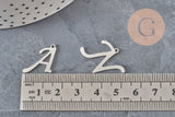 Pendentif lettre initiale acier inoxydable platine 20.5mm, x1 (G11374)-Breloques et pendentifs-Gingerlily Perles