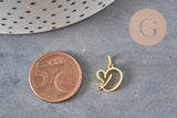 Pendentif lettre initiale stylisé acier inoxydable doré IP 12.5mm, x1 (G11372)-Breloques et pendentifs-Gingerlily Perles