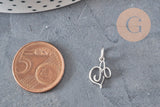 Pendentif lettre initiale stylisé acier inoxydable platine 12.5mm, x1 (G11373)-Breloques et pendentifs-Gingerlily Perles