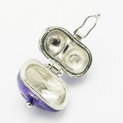 Pendentif locket coeur argenté émaillé, bijoux de grossesse, création bijoux argenté, 17.5mm, x1 G5513