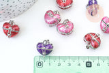 Pendentif locket coeur argenté émaillé, bijoux de grossesse, création bijoux argenté, 17.5mm, x1 G5513