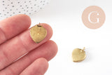 Pendentif locket cœur medaillon laiton brut, médaillon Vintage, création collier, 15mm, x5 (G4901)