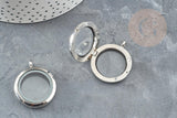 Pendentif locket medaillon verre laiton argenté 35mm, x1 (G9217)