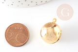 Pendentif locket rond boule doré 16K 18mm, médaillon photo,pendentif locket doré, x1 (G9008)