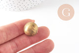 Pendentif locket rond boule laiton brut 18mm, médaillon Vintage, Pendentif laiton brut, x 2 (G2569)