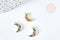 Pendentif lune doré cristal zircons multicolores 13.5mm, pendentif laiton doré amour création bijoux, x1 G8516