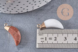 Pendentif lune jade howlite laiton doré 26mm, x1 (G1450)