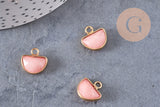 Pendentif lune jade rose corail, pendentif bijoux,demi-lune,pendentif pierre, jade naturelle, pendentif jade,13.5mm, x1, G0981