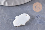 Pendentif main hamsa nacre blanche naturelle 20mm, x1 (G9933)