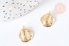 Pendentif médaille Cigale rond plat laiton doré 16,5mm,crétion bijou insecte doré, x1 G7122