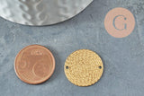 Pendentif médaille cercle texturé laiton brut 20mm,x2 (G1840)