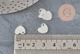 Pendentif médaille coeur acier inoxydable argenté 10.5mm, x10 (G11347)-Breloques et pendentifs-Gingerlily Perles