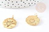 Pendentif médaille coeur sacré laiton doré 18k 22mm sans nickel, pendentif amour, x1 G5958