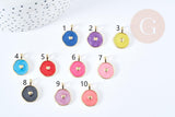 Pendentif médaille rond coeur émail coloré laiton doré 18mm, pendentif laiton émaillé,sans nickel, x1 G8554