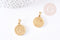 Pendentif médaille ronde monde acier doré, pendentif doré,sans nickel,acier doré, médaille or,2.1cm,x1 (G1828)