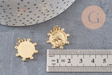 Pendentif médaille ronde monnaie zircons, pendentif doré, médaillon,métal doré, ,21mm x1 (G3476)