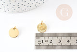 Pendentif médaille ronde oeil laiton doré texturé, un pendentif doré sans nickel pour la création bijoux,médaille or,12mm, x1 G5293