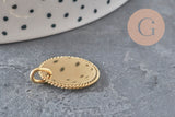 Pendentif médaille ronde tressée acier 304 inoxydable doré personnalisable 18mm, x1 (G11376)-Breloques et pendentifs-Gingerlily Perles