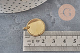 Pendentif médaille ronde tressée acier 304 inoxydable doré personnalisable 18mm, x1 (G11376)-Breloques et pendentifs-Gingerlily Perles
