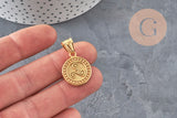 Pendentif médaille triskel acier 304 inoxydable doré IP 22.5mm, x1 (G11359)-Breloques et pendentifs-Gingerlily Perles