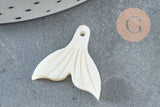 Pendentif nacre blanche naturelle queue de poisson 19mm, x2 (G4150)