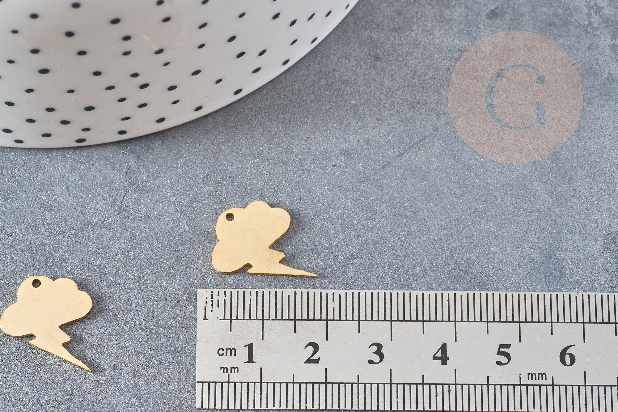 Pendentif nuage éclair acier doré inoxydable 19mm, x1 (G4007)