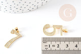 Pendentif numéro laiton doré 14K cristal blanc 23mm, x1 (G4803)
