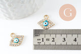 Pendentif œil doré cristal zircon,pendentif doré,porte-bonheur, métal doré, Pendentif etoile,17mm, x2 (G2979)