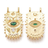 Pendentif œil protecteur laiton doré zircon 27.5mm, x1 (G5957)