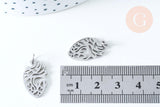 Pendentif organe coeur évidé en acier argenté 20mm, acier inoxydable,pendentif sans nickel, création bijoux, x1 G6349