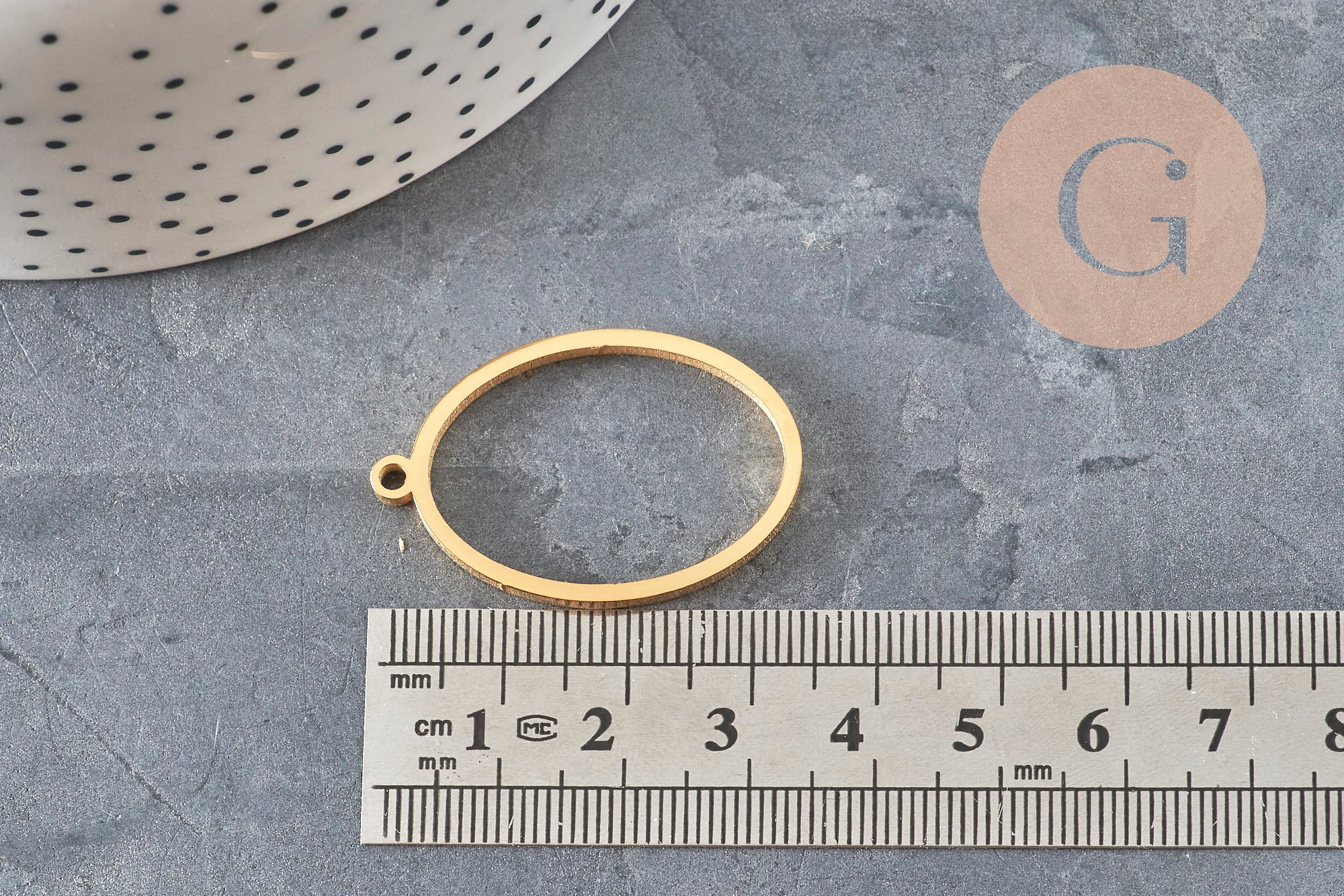 Pendentif ovale doré IP en acier inoxydable 304 sans fond, 35mm, pour résine DIY.