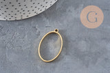 Pendentif ovale doré sans fond en acier inoxydable 304, 35mm, pour résine UV.