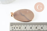 Pendentif ovale agate bleue naturelle 43mm, x1 (G1381)