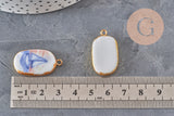 Pendentif ovale céramique acier inoxydable doré PVD 16mm, x1 (G11304)-Breloques et pendentifs-Gingerlily Perles