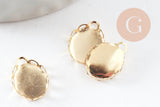 Pendentif ovale support cabochon acier 304 inoxydable doré 10x8mm, x1 (G4671)