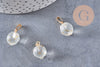 Pendentif pêche verre givré or laiton doré 16-17mm verre translucide, verre, x1 G7138