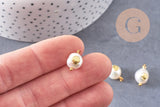 Pendentif perle naturelle Keshi coquillage doré 13-16mm,porte bonheur,perle eau douce,perle naturelle blanche, x1 G6131