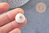 Pendentif perle naturelle Keshi étoile 17-27mm, x1 (G1955)