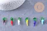 Pendentif piment verre tchèque coloré 18-27mm, x 10 (G2927)