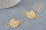 Pendentif planète étoiles acier 201 inoxydable dore 21.5mm, x1 (G6140)