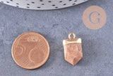 Pendentif pointe jaspe naturelle laiton doré 19mm, x1 (G7153)