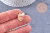 Pendentif pointe jaspe naturelle laiton doré 19mm, x1 (G7153)
