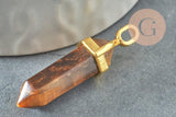 Pendentif pointe oeil de tigre, pendentif bijoux pierre naturelle,bijou pierre,oeil de tigre naturel,37-40mm, x1 G5159