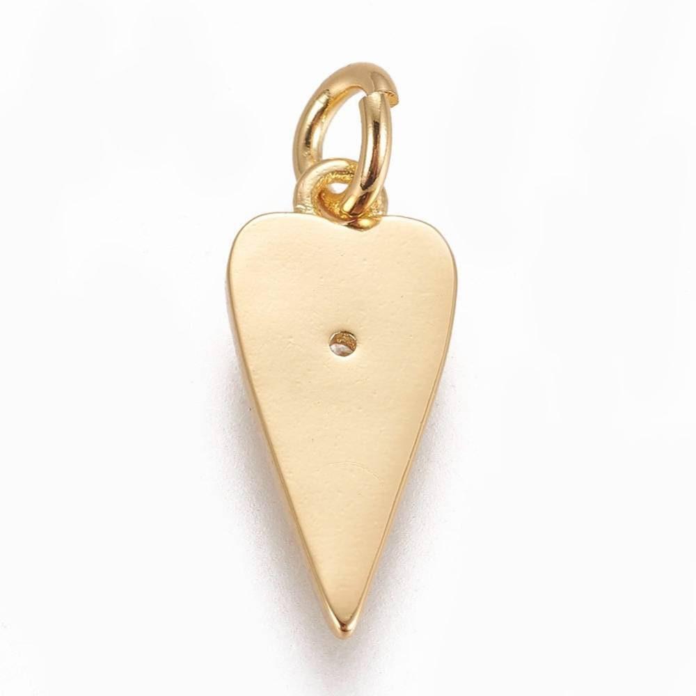 Pendentif pointe oeil laiton doré zircon 15mm, un pendentif doré sans nickel pour la création de bijoux chance x1 G3172