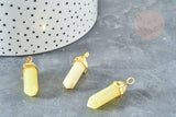 Pendentif pointe péridot laiton doré 40mm, création bijoux, pendentif pierre naturelle, x1 G8397