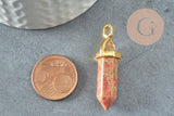 Pendentif pointe unakite vert naturel 37-40mm, x1 (G3077)