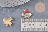 Pendentif poisson zamac doré 16.5mm, x5 (G4024)