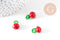 Pendentif pomme fruit rouge verre tchèque 25mm, x5 (G1986)